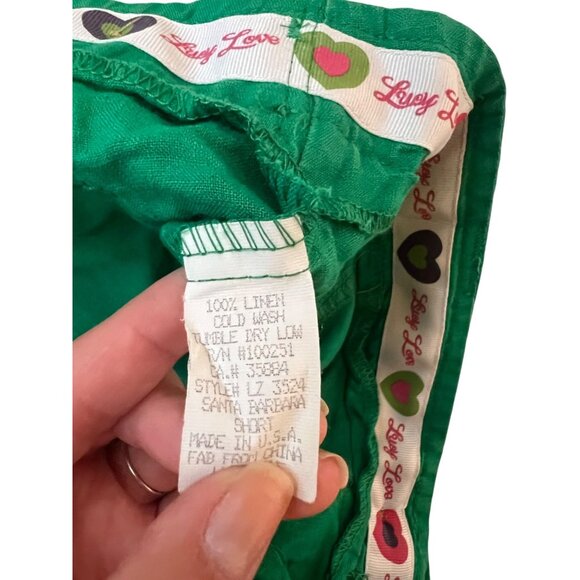 Lucy Love Green Linen Low Rise Shorts Women's Size L Y2K - Picture 2 of 4